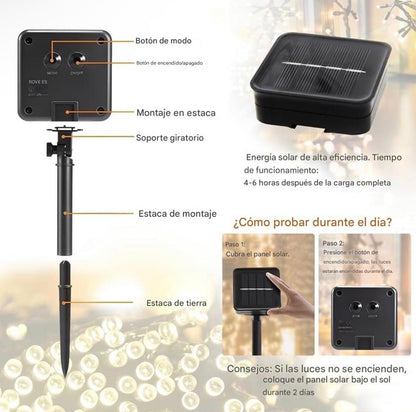 Luces navideñas con panel solar